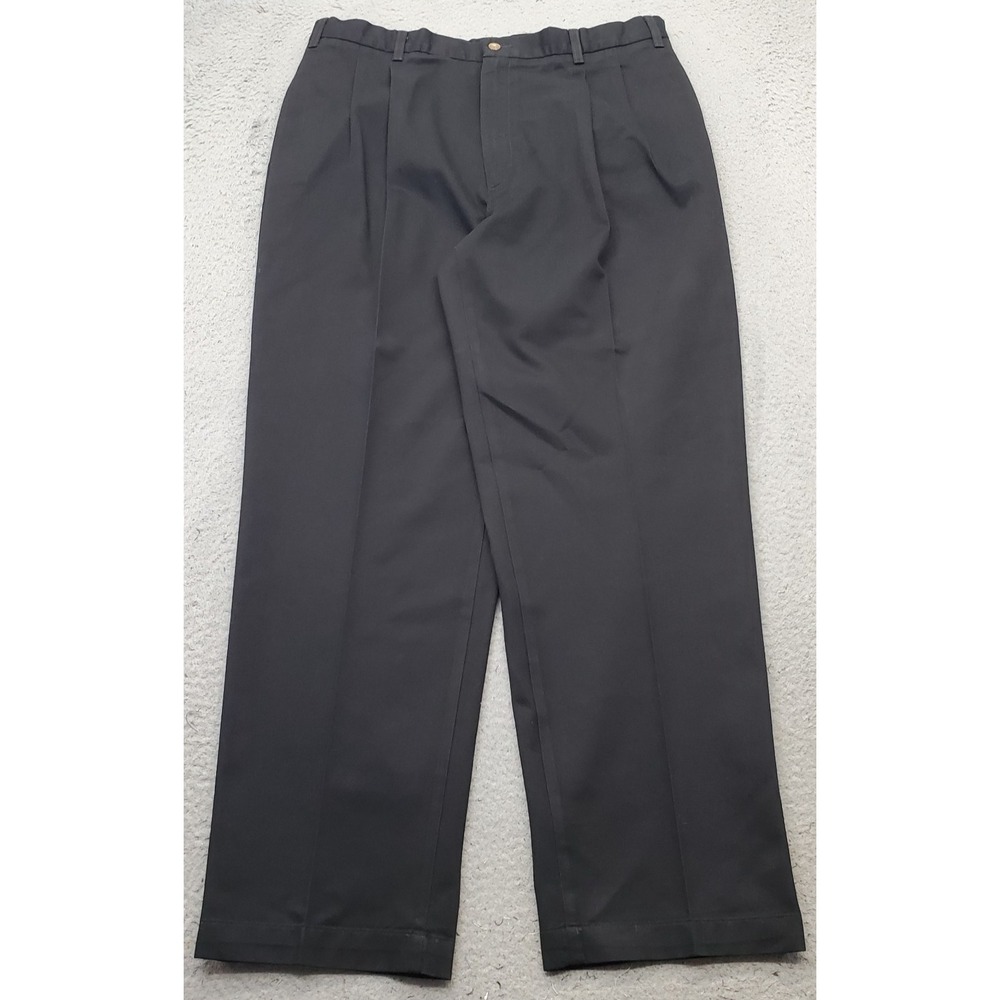 Field Gear Chino Pants Mens 36/30 Black Straight Leg Pleated Career Slash Pocket